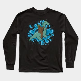 Sasquatch riding a Nessie Long Sleeve T-Shirt